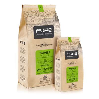 Dog food GMO free holistic with fresh lamb and rice. Super premium food for adult dogs on eco-friendly paper bag