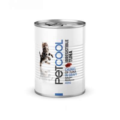 canned cat wet food  with TUNA. PETCOOL IRRESISTIBLE