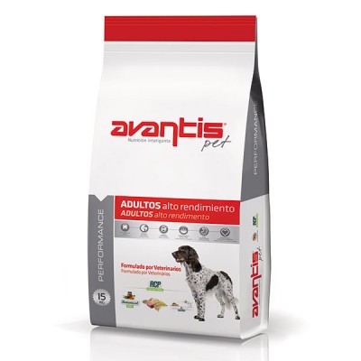 High energy dry premium dog food. Adult dogs with a high level of physical activity. AVANTIS PERFORMANCE